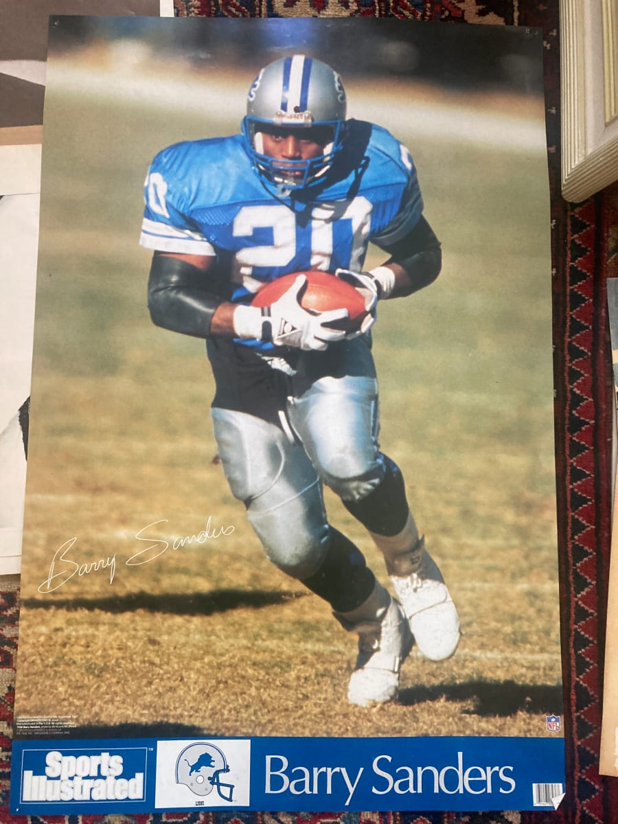 Barry Sanders framed poster