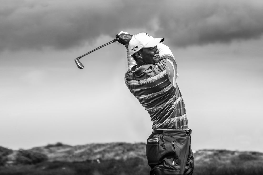 black and white golf course landscapes