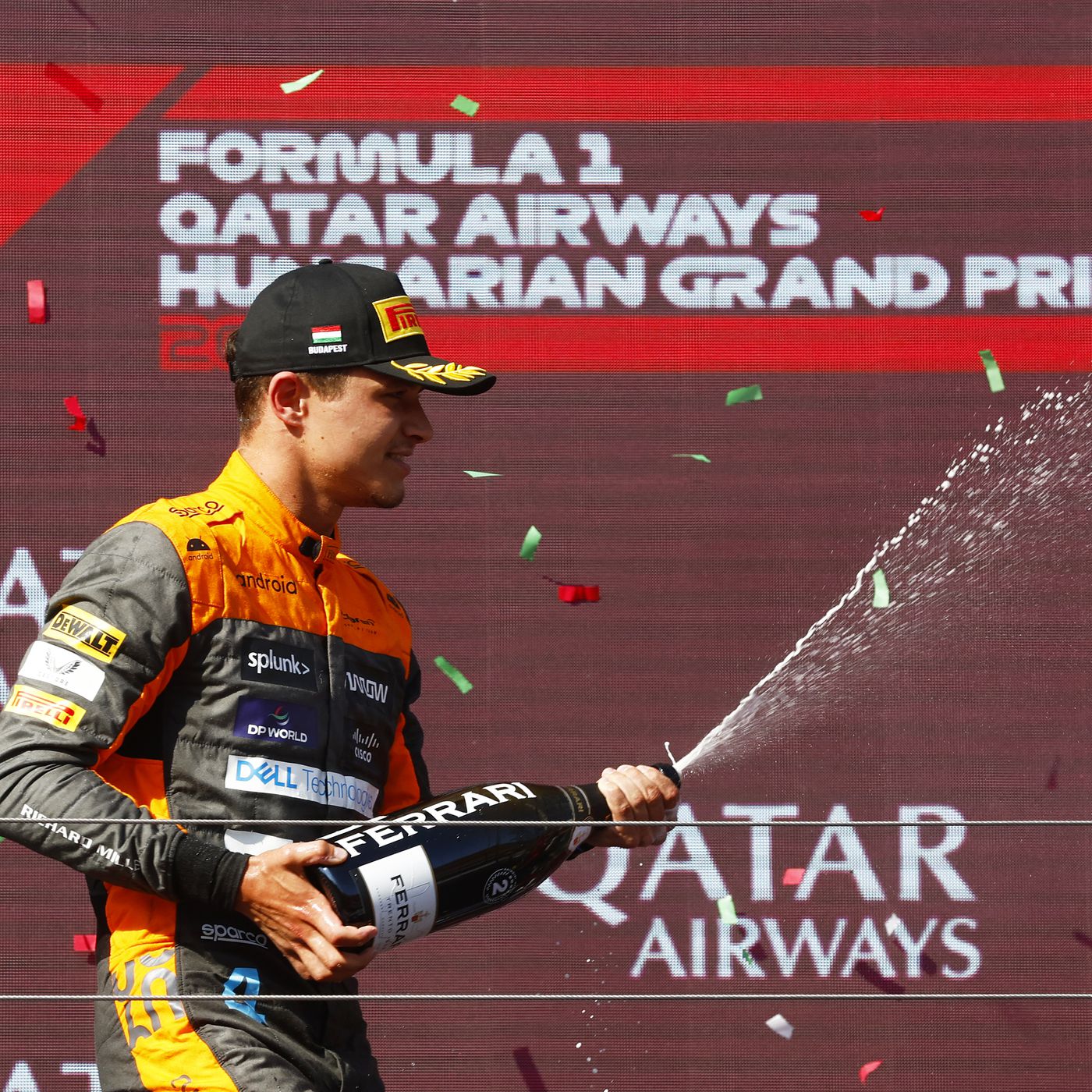 Lando Norris champagne moment
