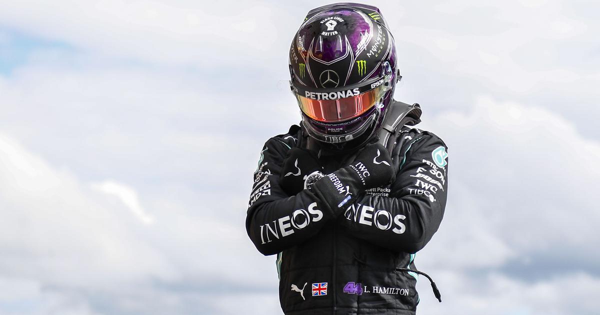 Lewis Hamilton celebrating victory