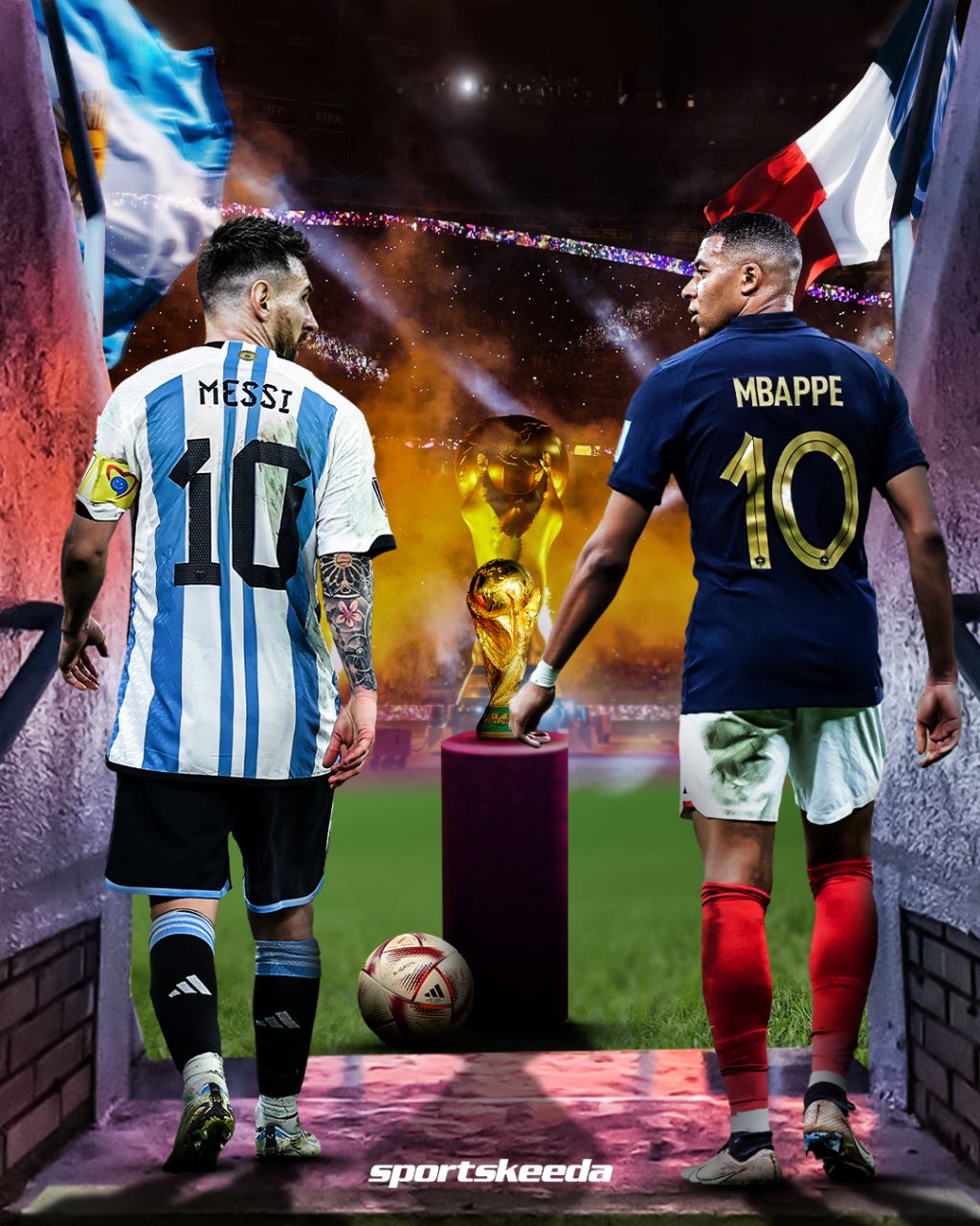lionel messi and kylian mbappe art