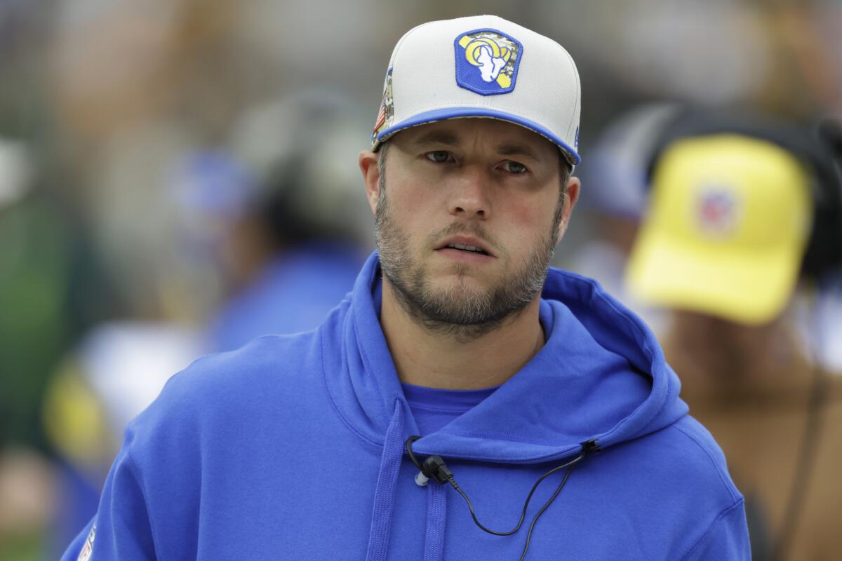 Matthew Stafford Super Bowl visuals.