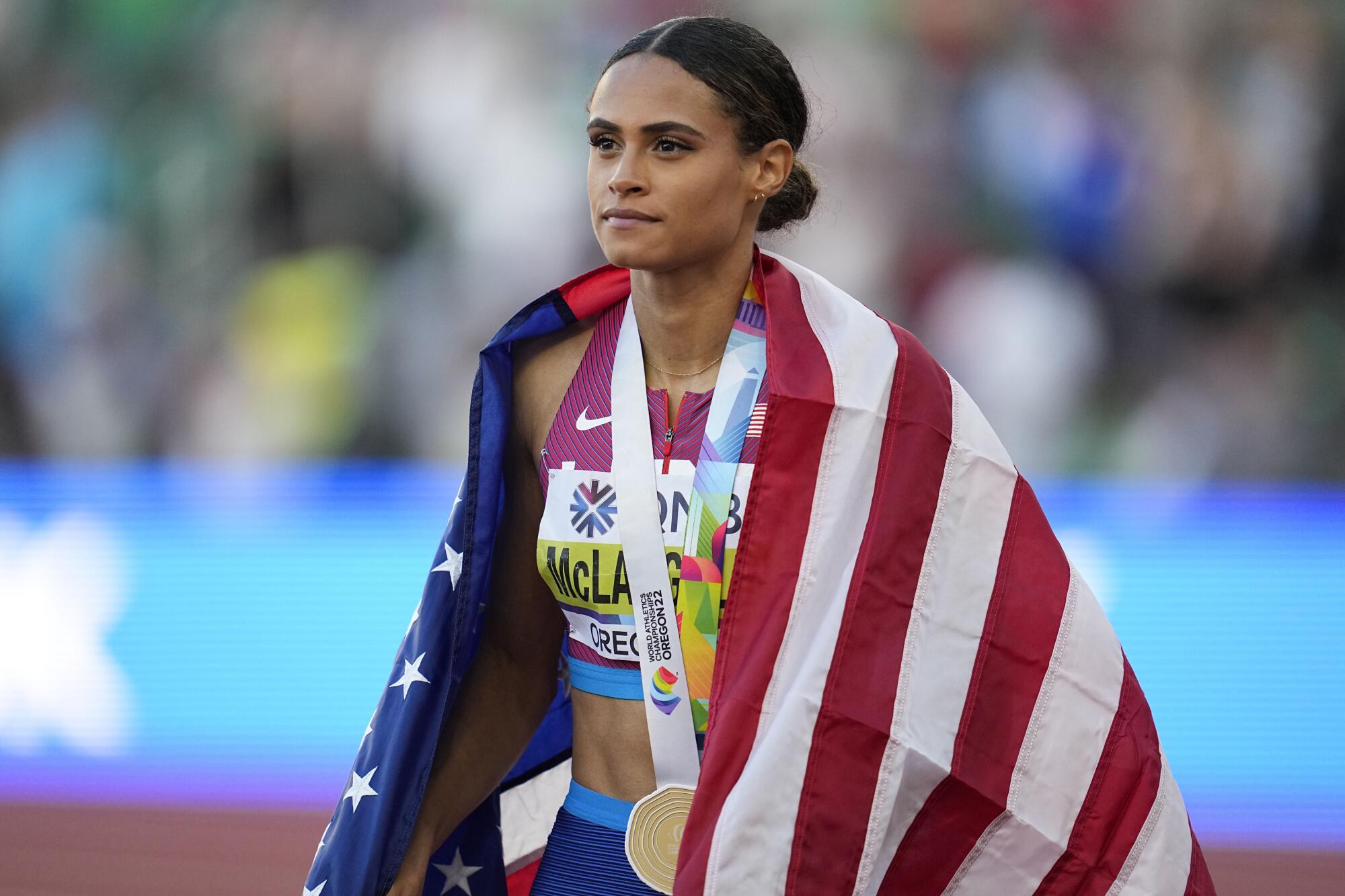Sydney McLaughlin press conference images.