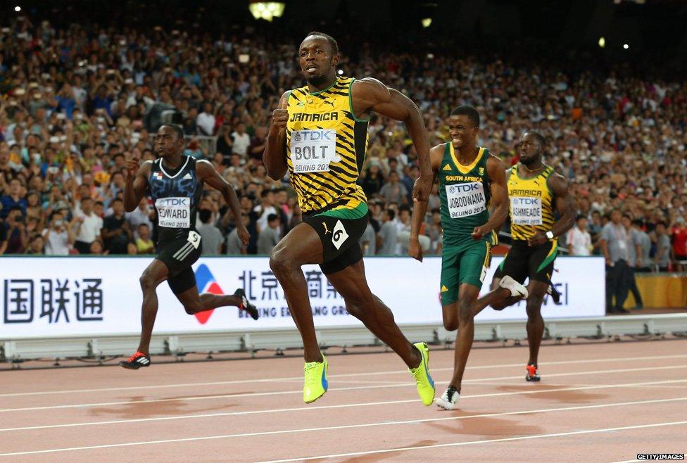 usain bolt 100m finish line