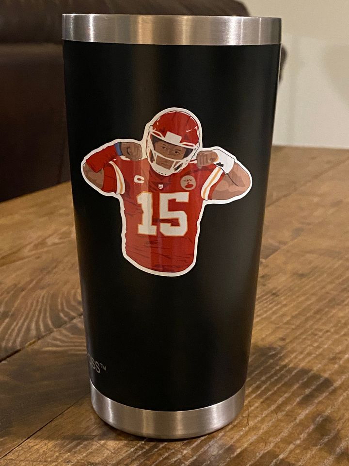 what is the sticker on the back of patrick mahomes helmet 0042