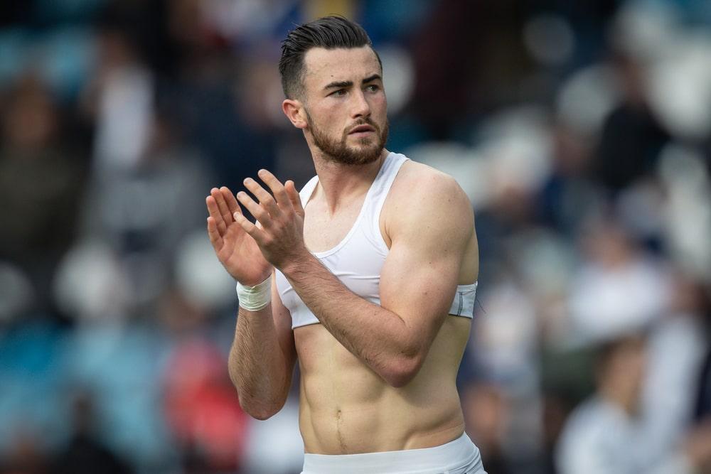 Jack Harrison of Leeds United with a GPS Vest