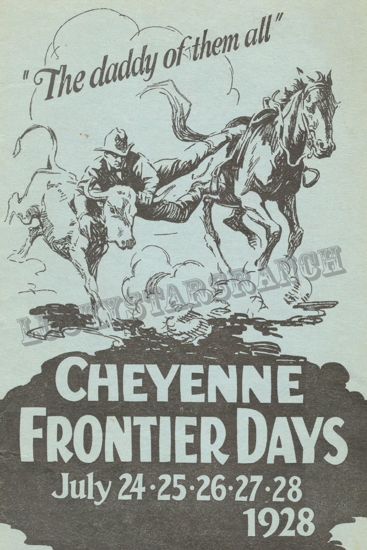 Cheyenne frontier days poster showcasing fast-paced western excitement