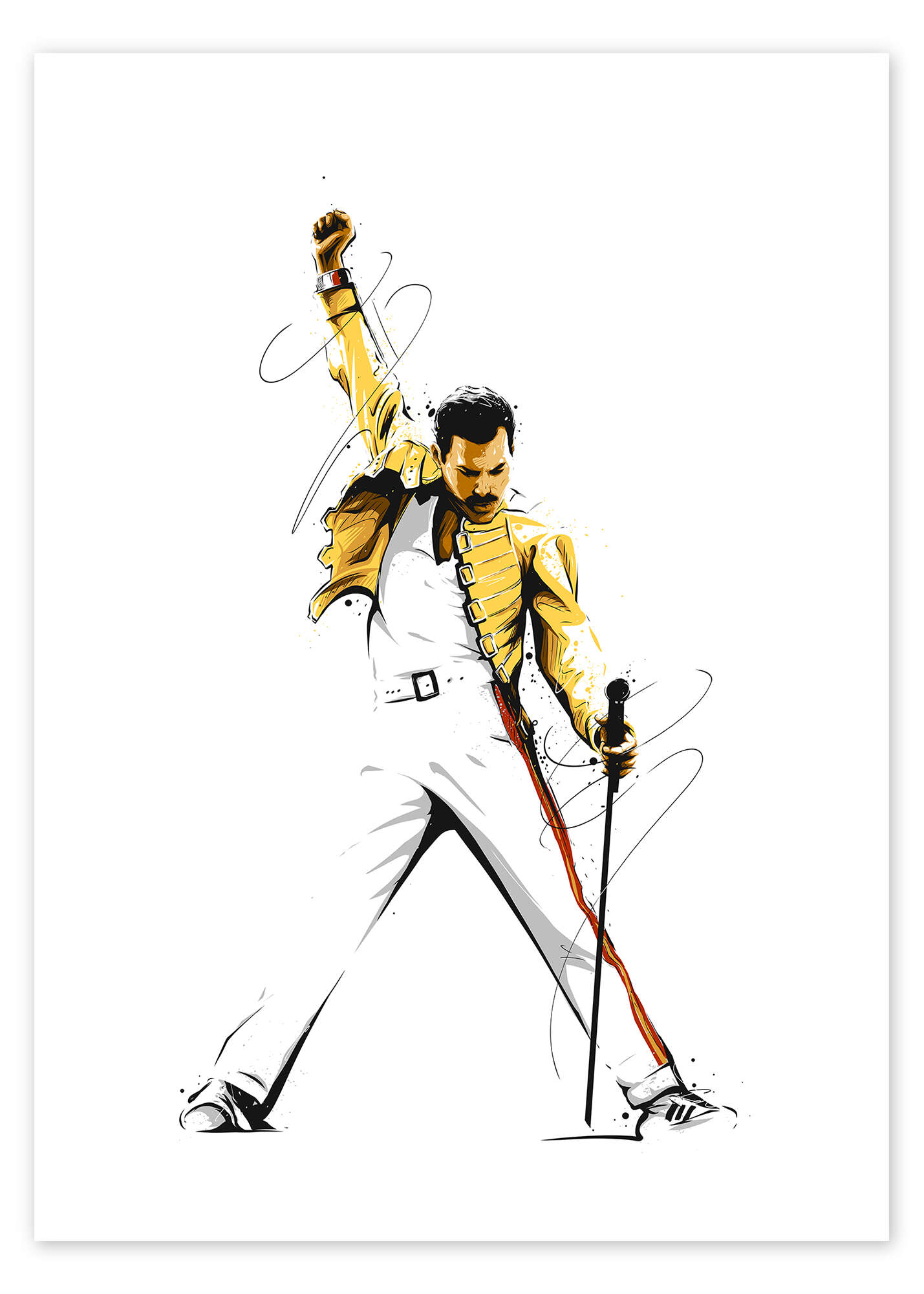 Freddie mercury print captures fierce energy and timeless spirit