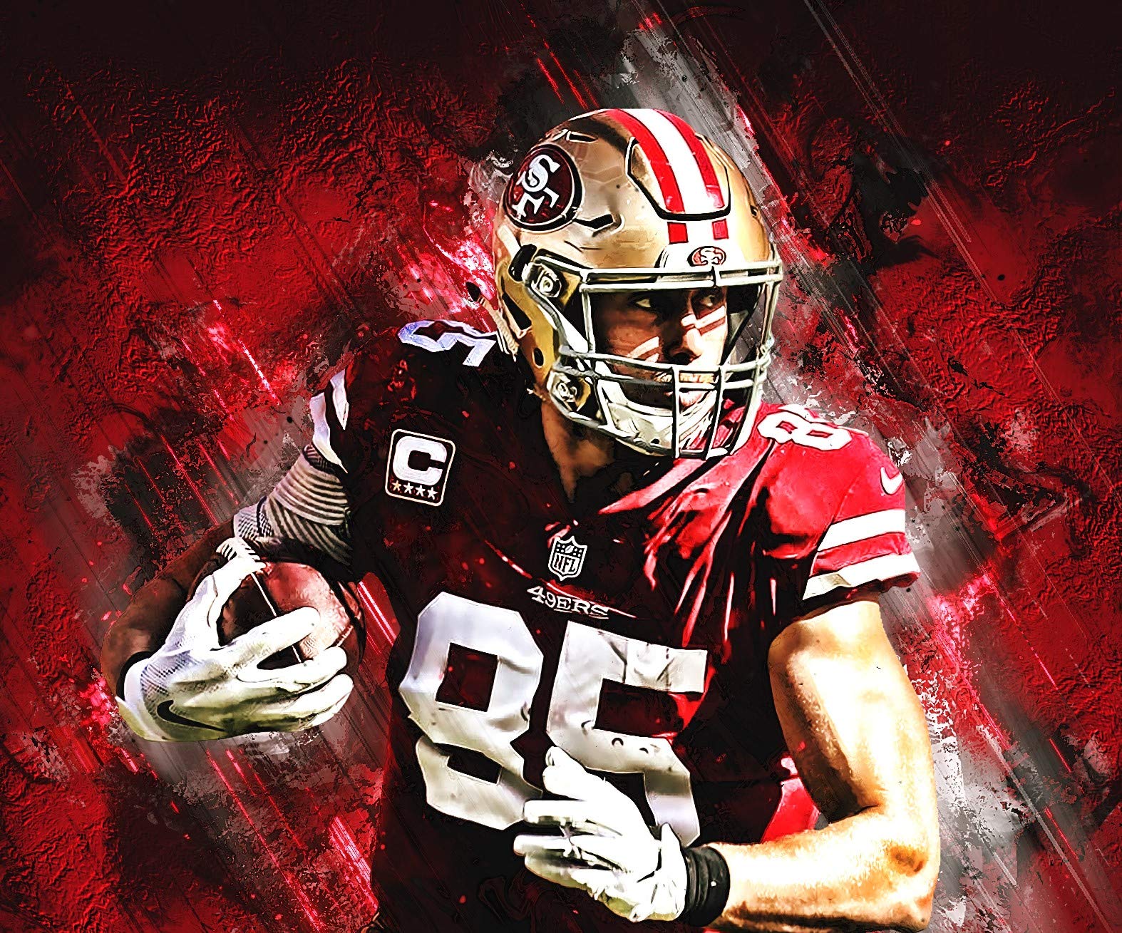 George kittle poster showcasing his triumphant moments in sports