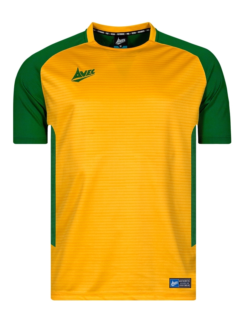 Dominant green and yellow jersey showcasing athletic excellence and pride