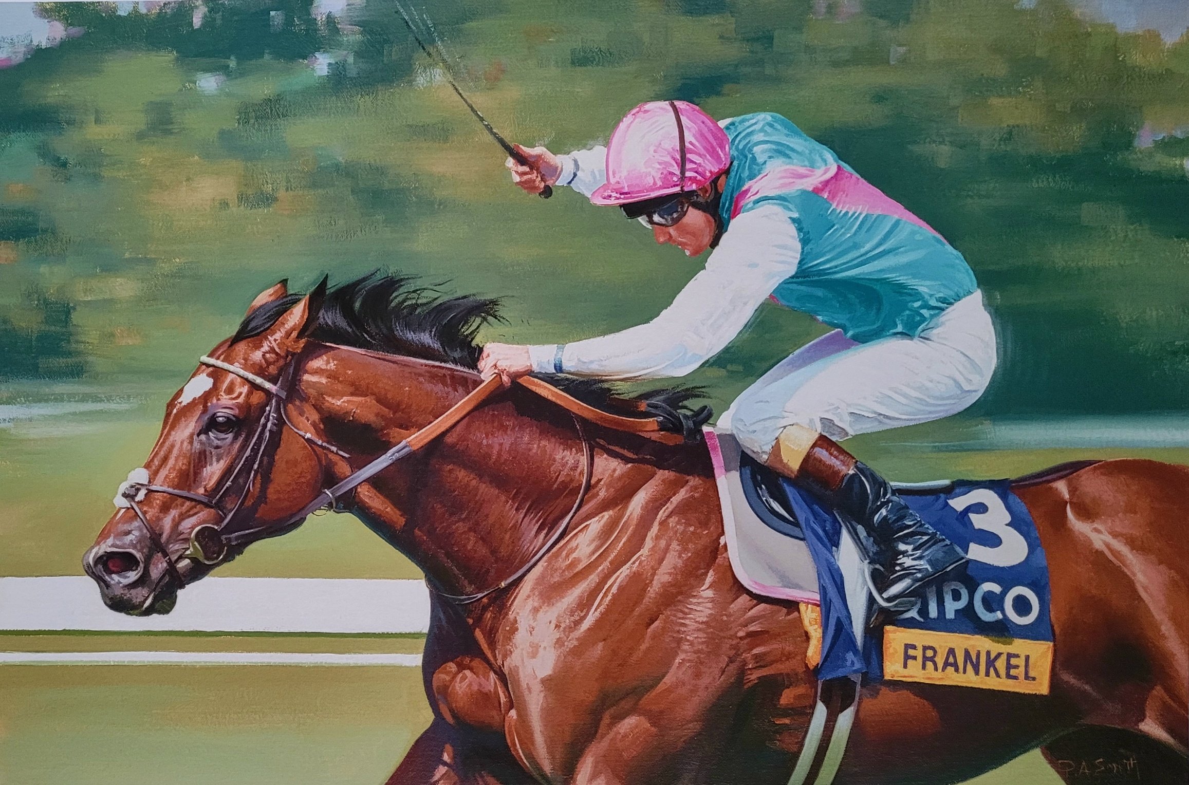 Vibrant horse racing art that captures the thrill of the sport