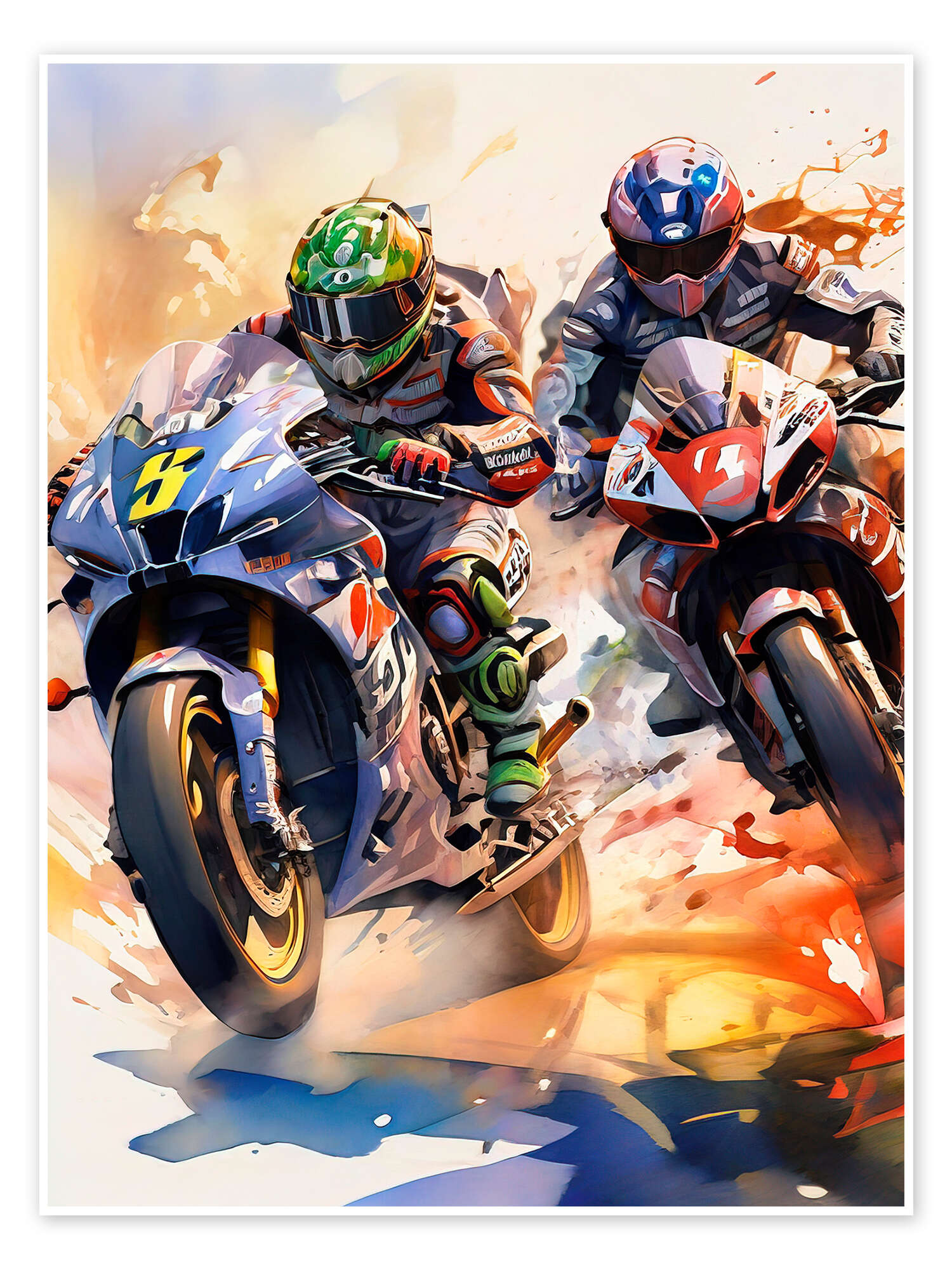 Competitive motogp posters that capture the thrill of racing action