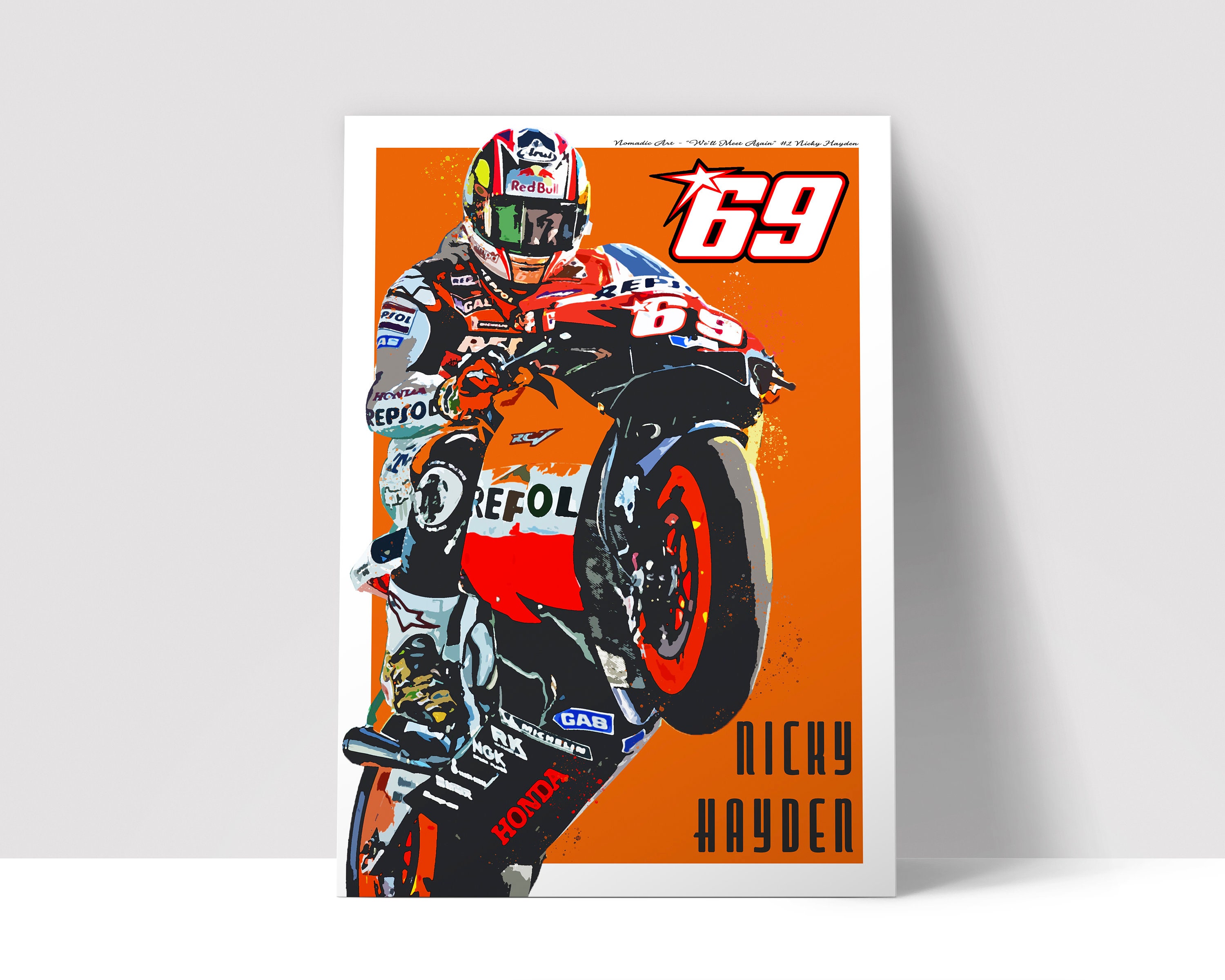 Nicky hayden poster vibrant designs to celebrate a racing legend