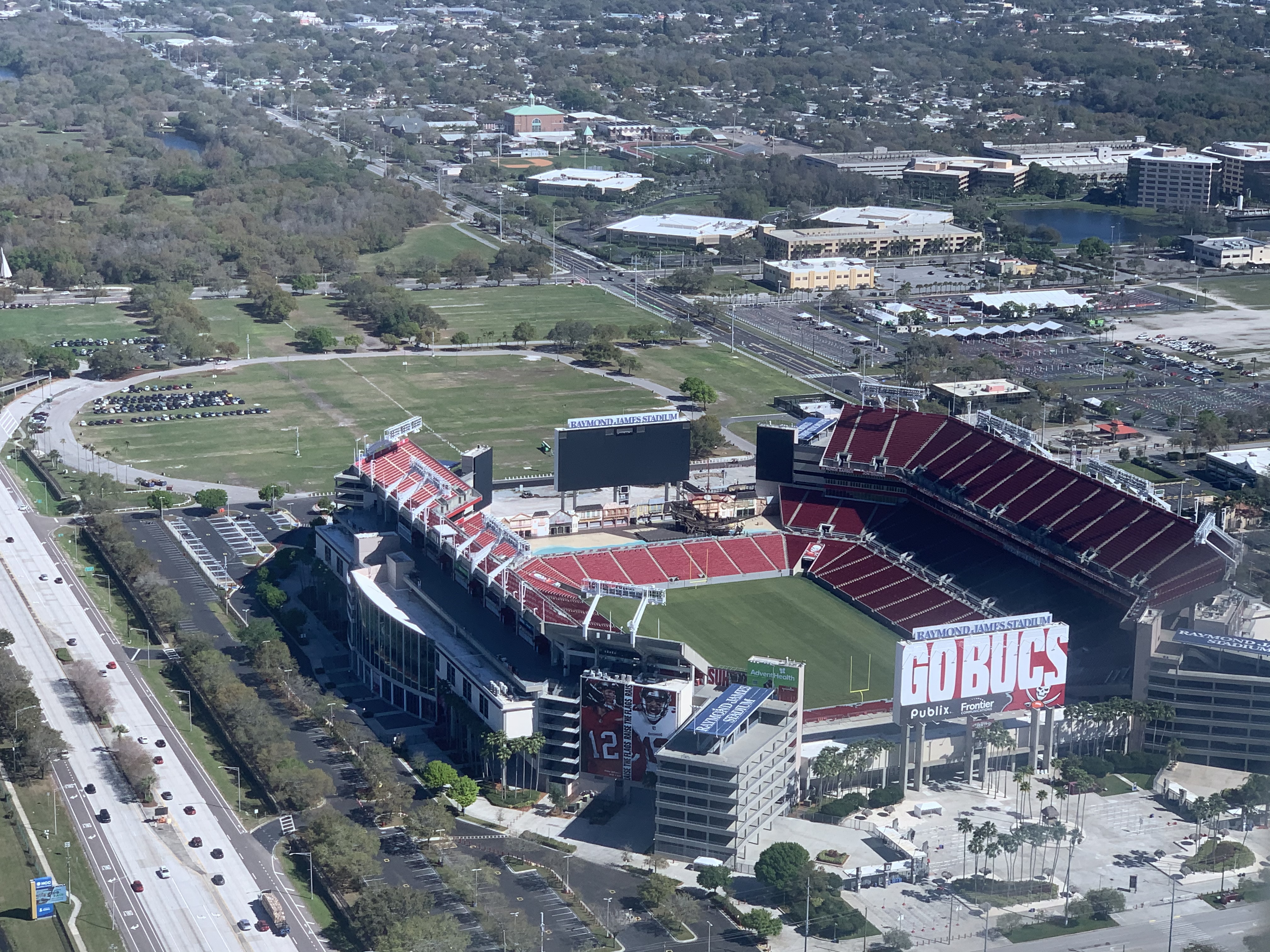 Raymond james stadium aerial view showcasing heritage and grandeur