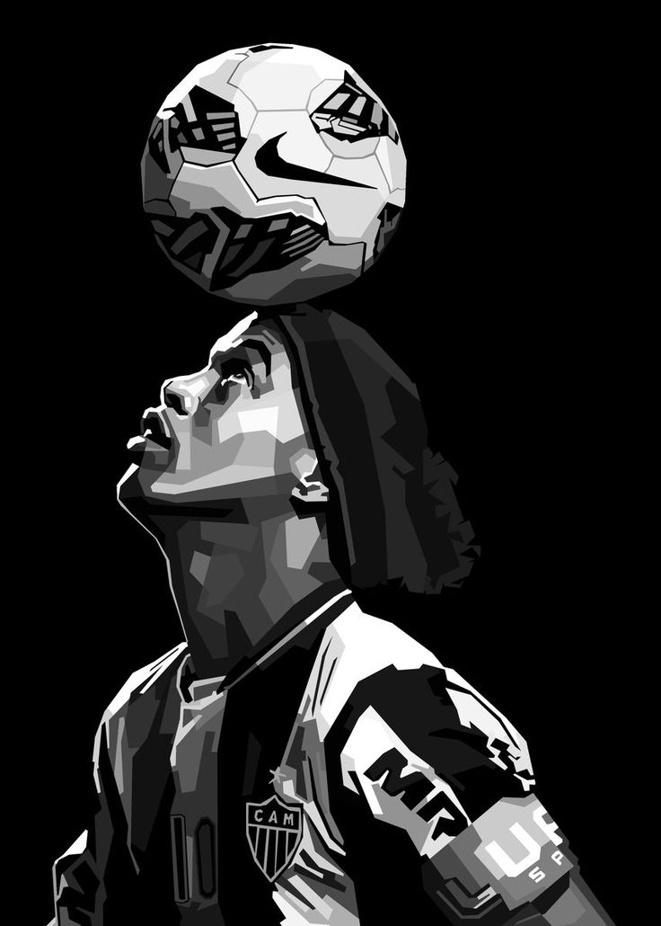 Innovative artwork capturing ronaldinho in stunning black and white
