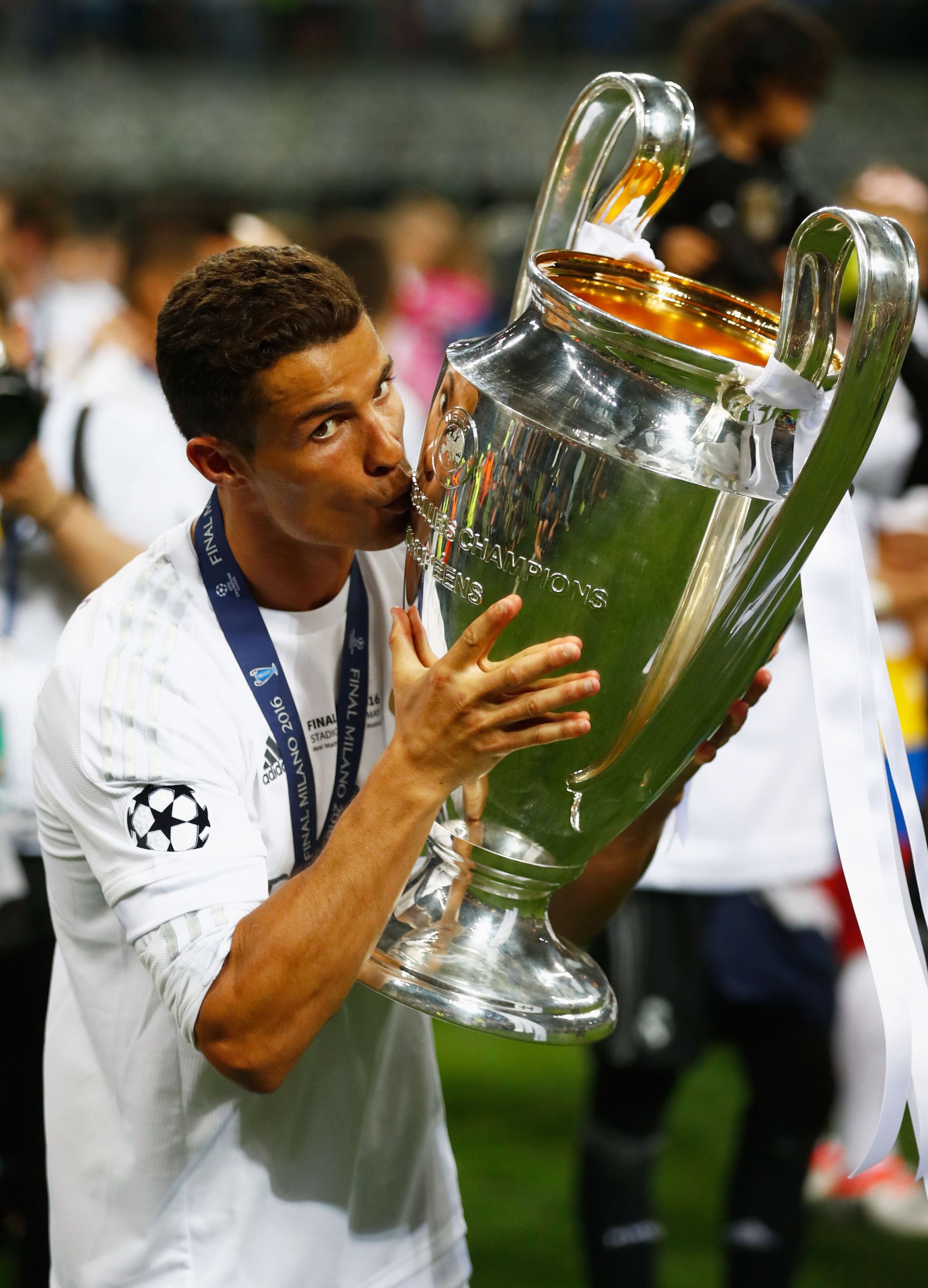 Dedicated moments capturing ronaldo with the champions league trophy