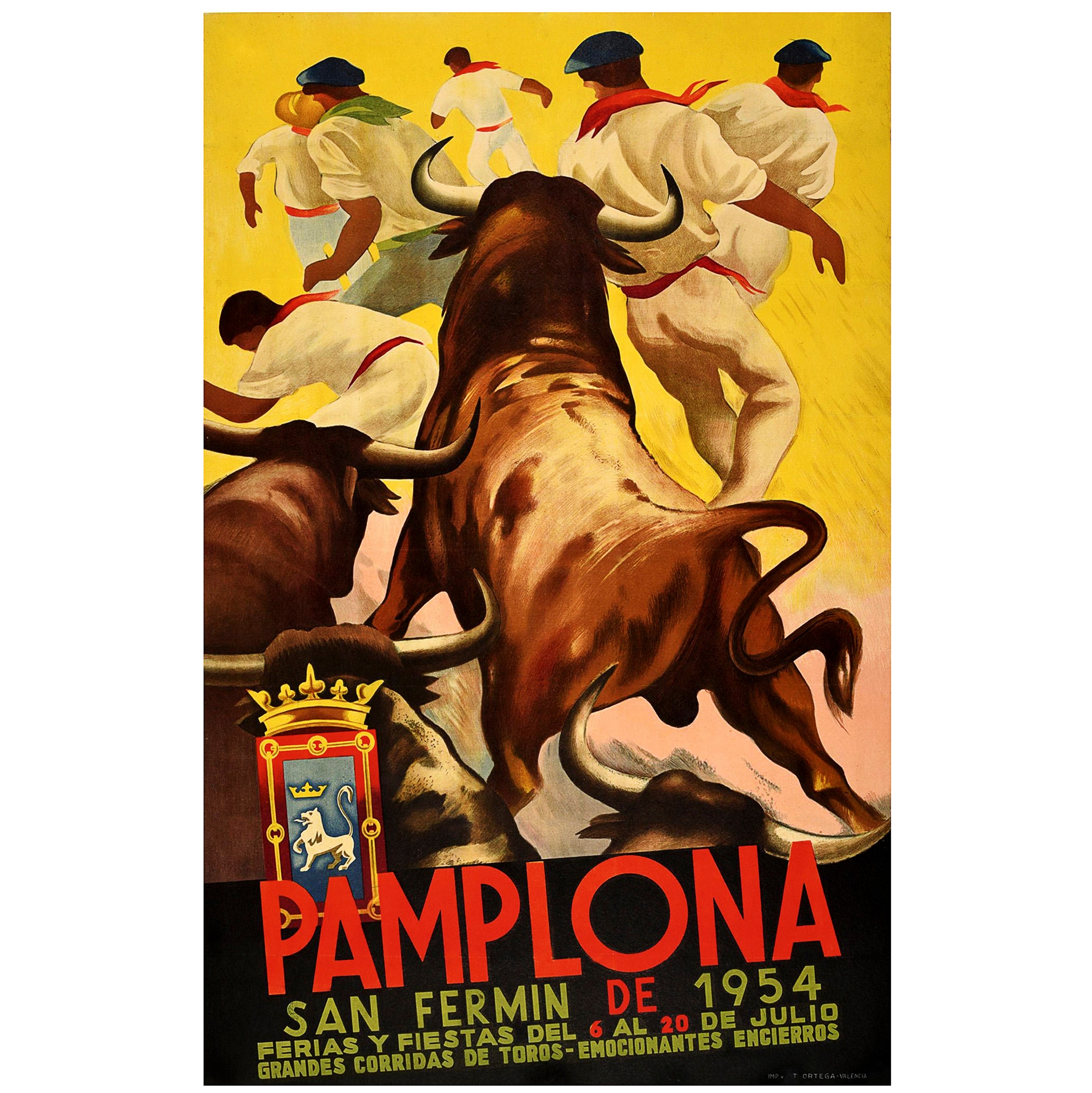Classic running of the bulls poster for your home decor collection