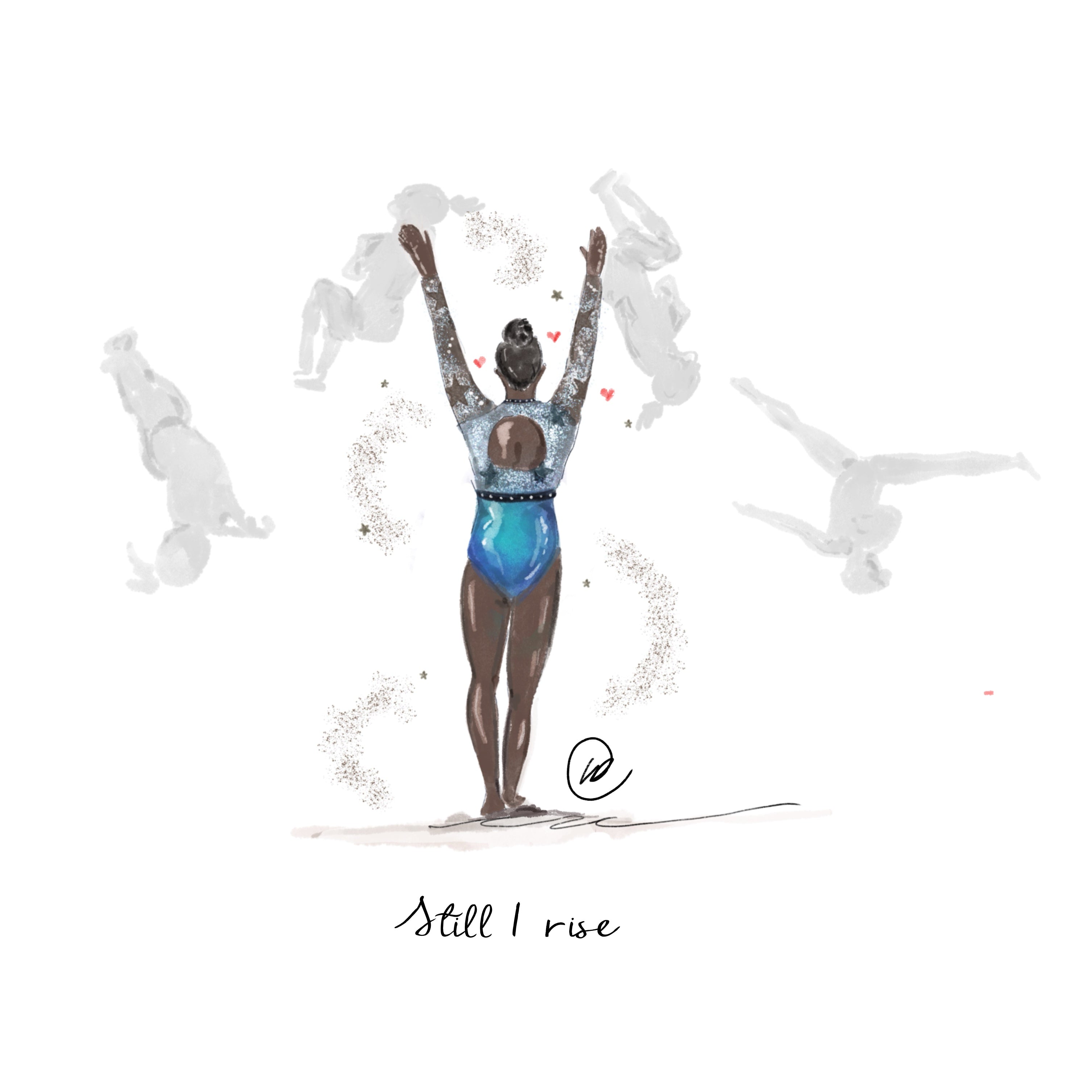 Simone biles illustration showcasing her formidable athleticism and grace