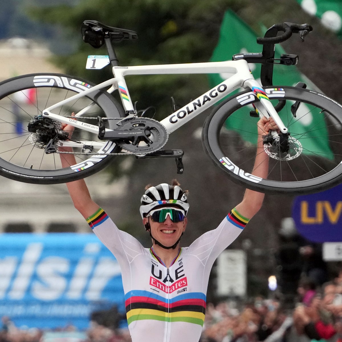 Triumphant tadej pogacar claims victory at il lombardia 2023
