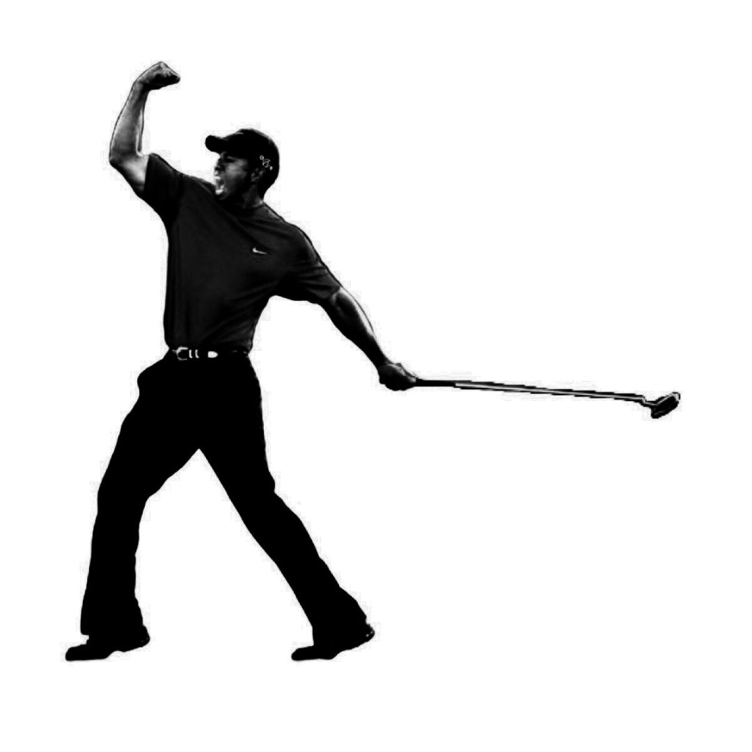 Robust tiger woods fist pump silhouette captures victorious moments