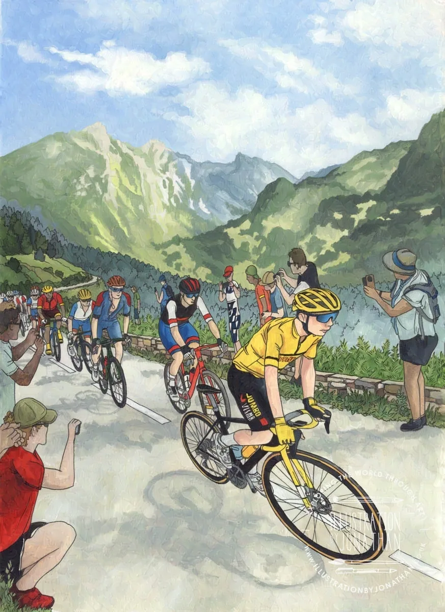 Tour de france art captures the energetic spirit of cycling culture