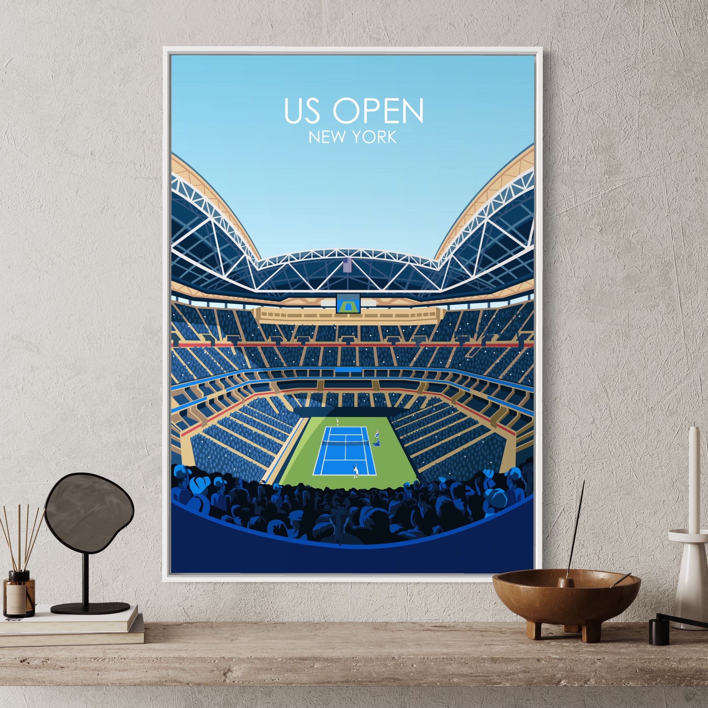 Us open poster showcasing enduring moments in tennis history
