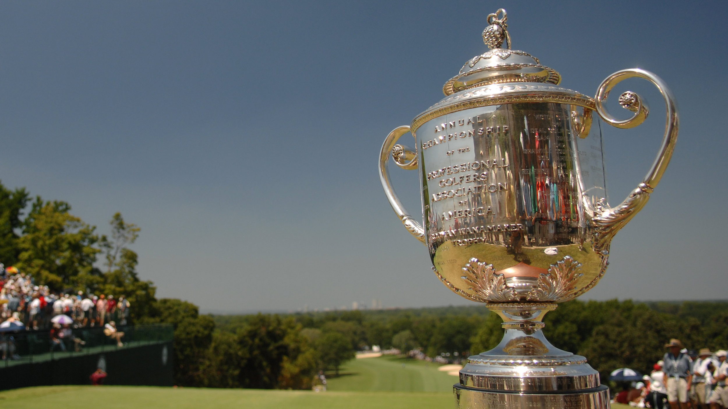 The wanamaker trophy celebrating heroic achievements in golf