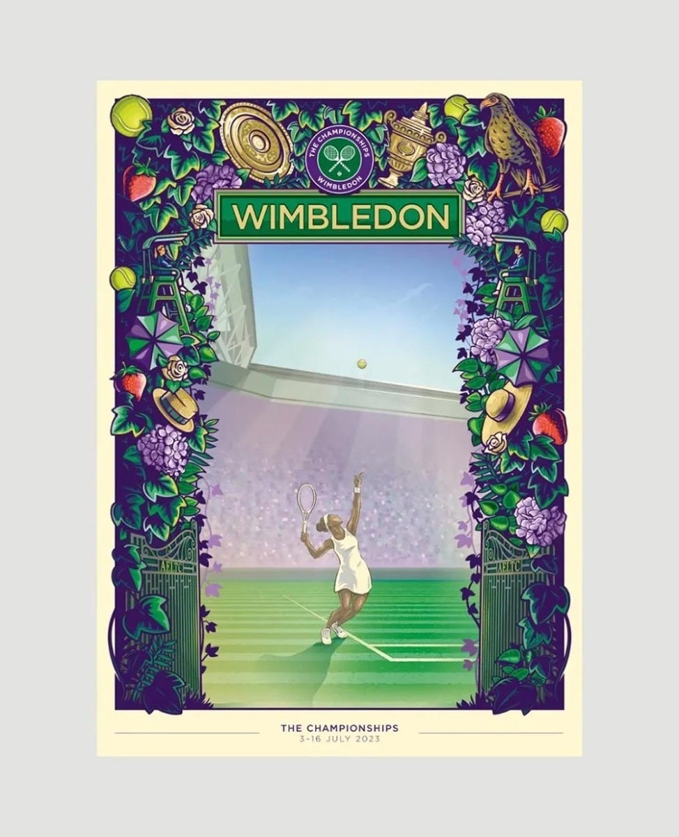 Strong wimbledon poster 2023 captures the spirit of tennis legends
